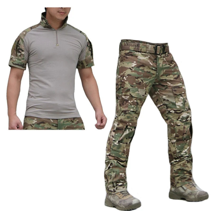 

TAK YIYING Outdoor Tactical Uniform Camouflage Suit Men Army Short Combat Shirt &Cargo Pants Paintball Hunting Clothes Set
