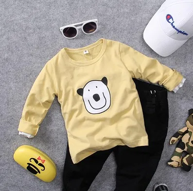 only t shirt Новинка года, Весенняя свободная футболка с круглым вырезом для мальчиков Модная стильная футболка с длинными рукавами для мальчиков Одежда для детей - Цвет: only t shirt