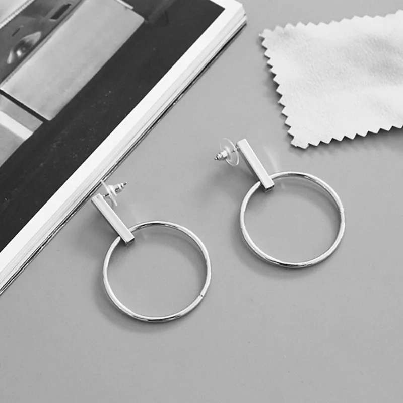 Преувеличенные круглые серьги зеркальные бронзовые украшения 3 7 см в диаметре