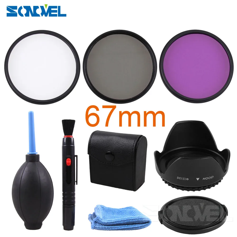 67MM Набор фильтров 49 52 55 58 62 67 72 77 мм UV CPL FLD+ лепестковая бленда для объектива+ передняя крышка для объектива+ чистящий набор для Canon Nikon sony - Цвет: 67MM