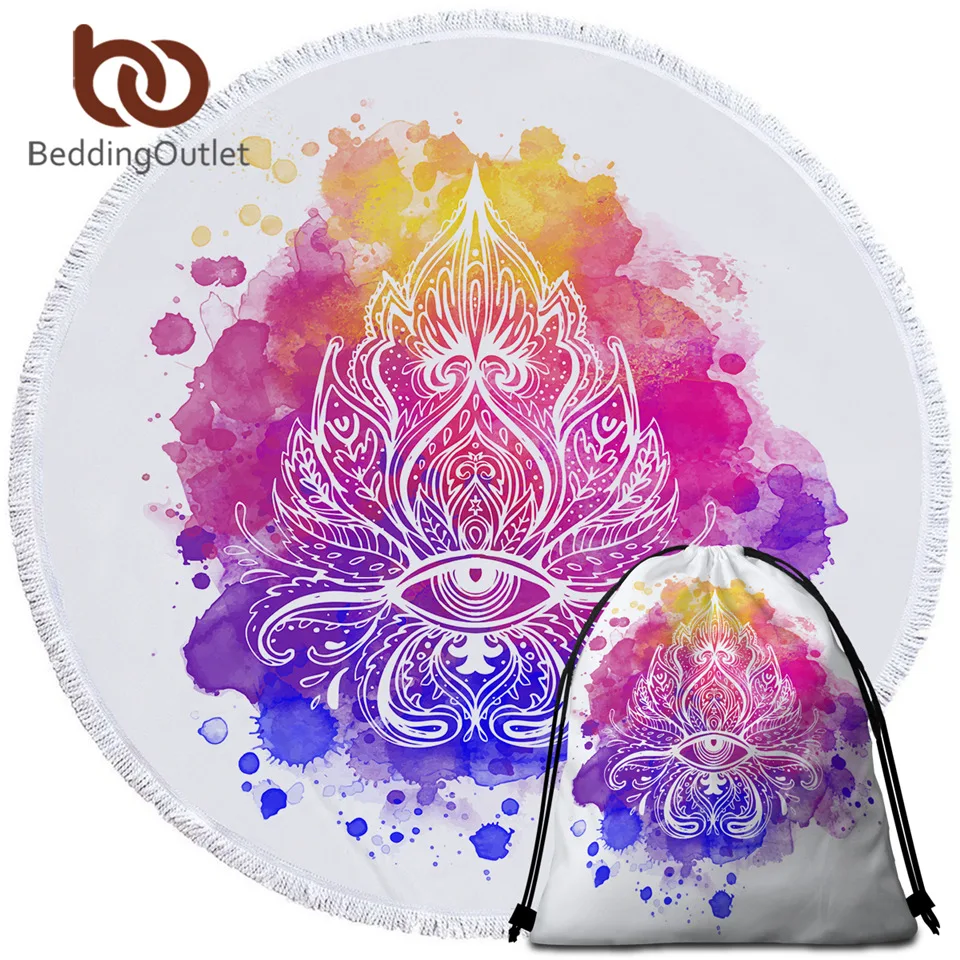 Постельное белье Outlet Boho круглое пляжное полотенце с мешком на шнурке настенное