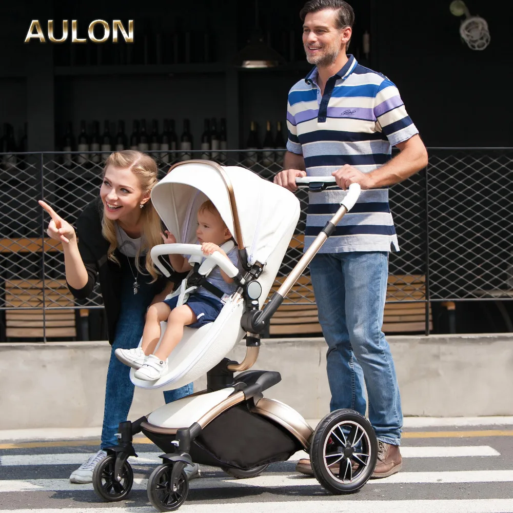 Бесплатная доставка коляска Aulon кожаная двухсторонняя для новорожденных багги