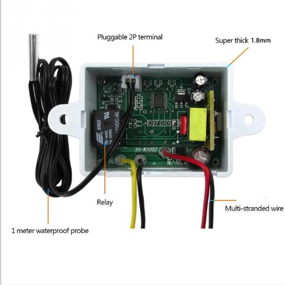 Цифровой светодиодный микрокомпьютер с контролем температуры XH-W3002 DC 12V