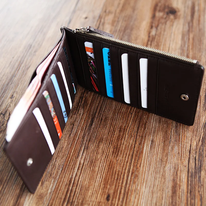 LANSAPCE Мужской Ультра тонкий длинный кожаный кошелек Брендовые мужские кошельки