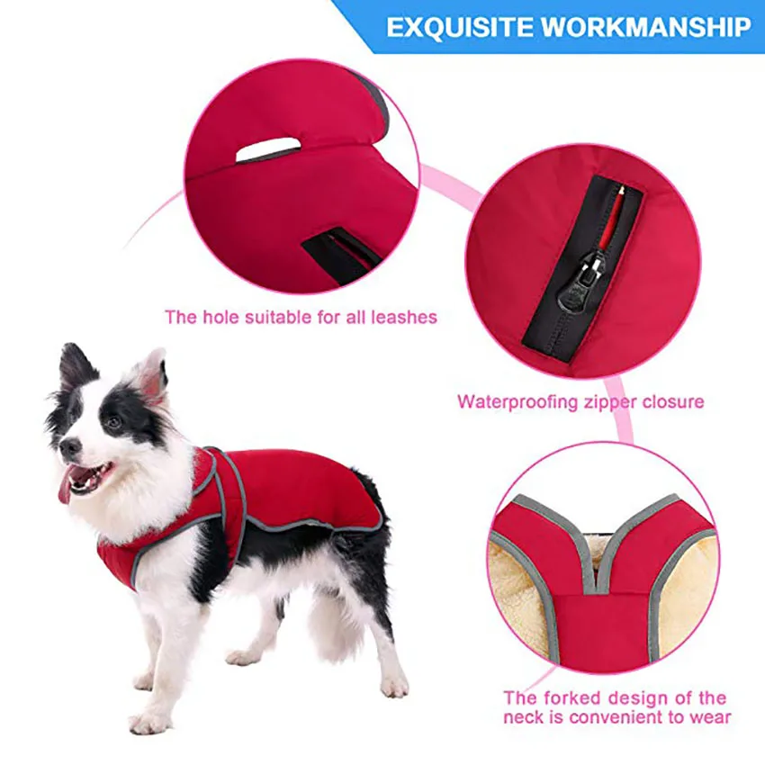Dog Clothes Winter Waterproof Reversible Pets Jacket Coat Soft Warm Fleece Vest Clothing for Medium Large Dogs Supplies | Дом и сад