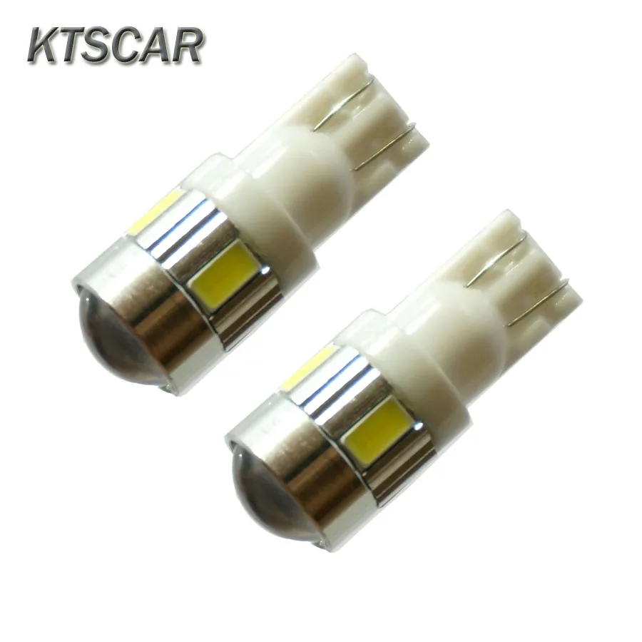 KTSCAR 100x Белый T10 LED W5W Высокая мощность 6 5630 SMD 168 194 2825 светодиодные лампы для