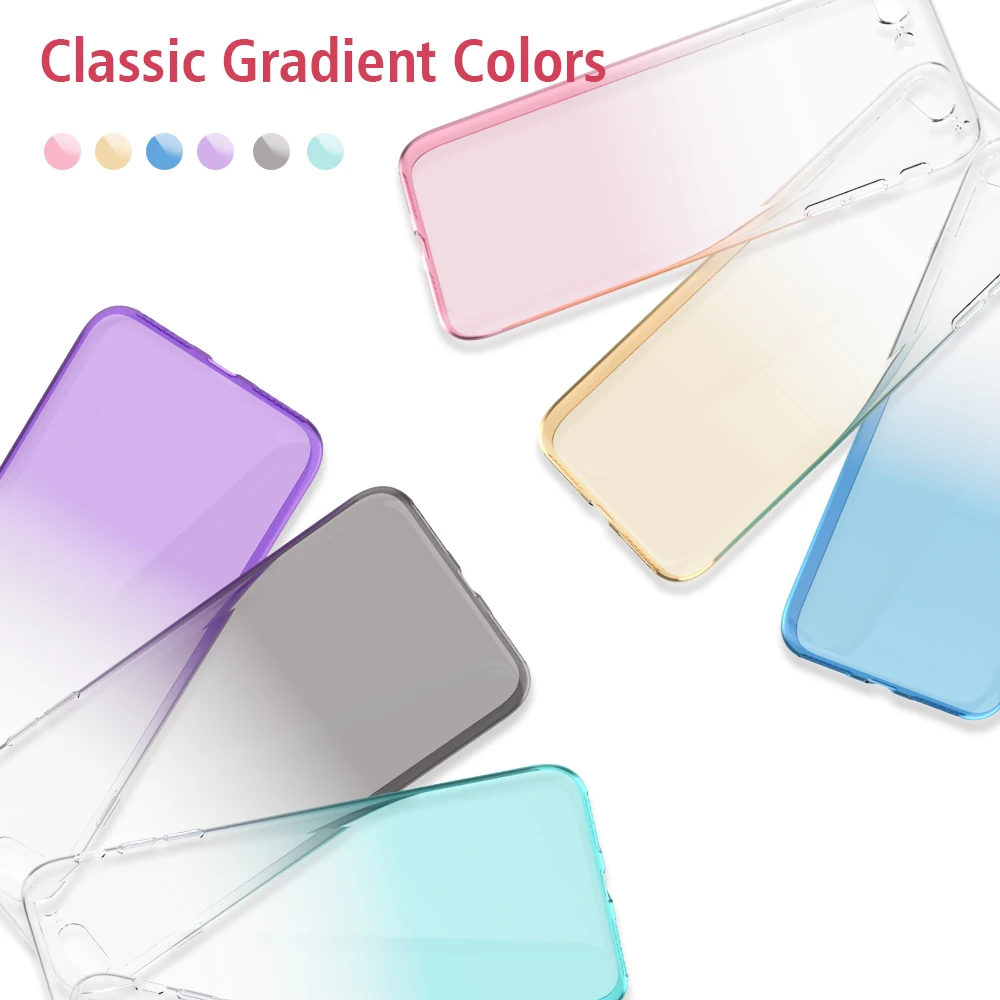 KISSCASE мягкий градиент силиконовые чехлы для iPhone 6 6s 5 5S SE чехол 7 8 плюс XS MAX XR X Ultra Slim