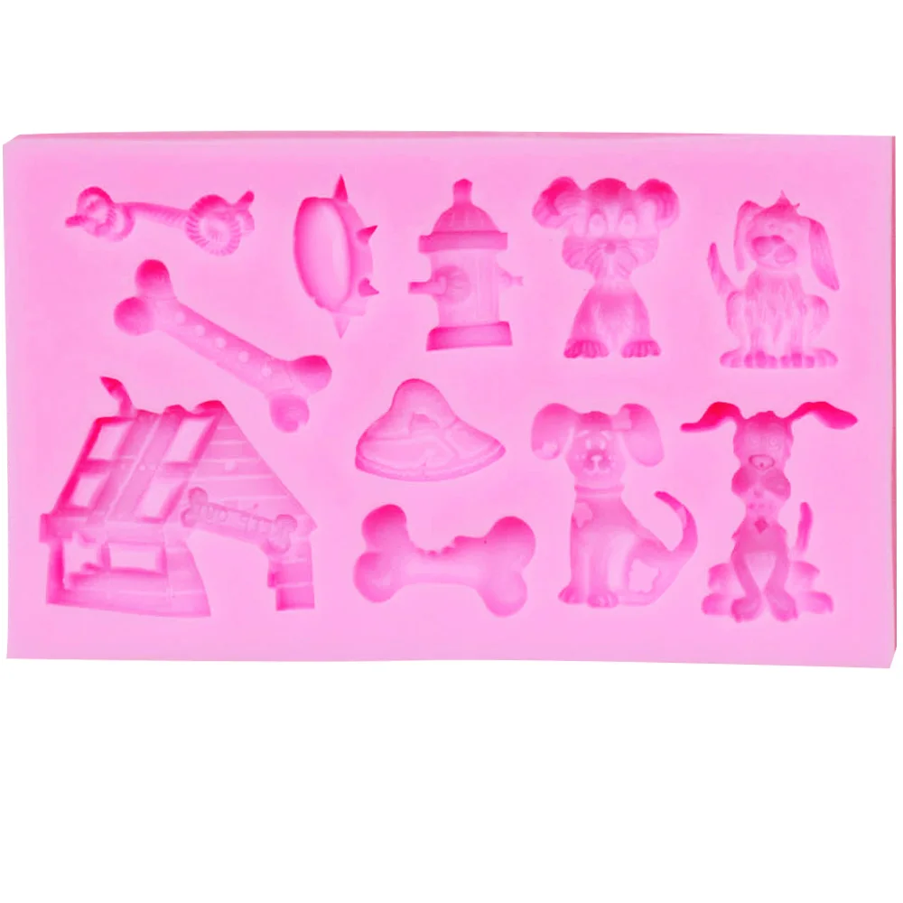 10PCS/SET M385 Cute Dog House Silicone Mold Fondant Bone Cake Decorating Tool Candy Baking Chocolate Gumpaste Mould10.2*6*1CM | Дом и сад