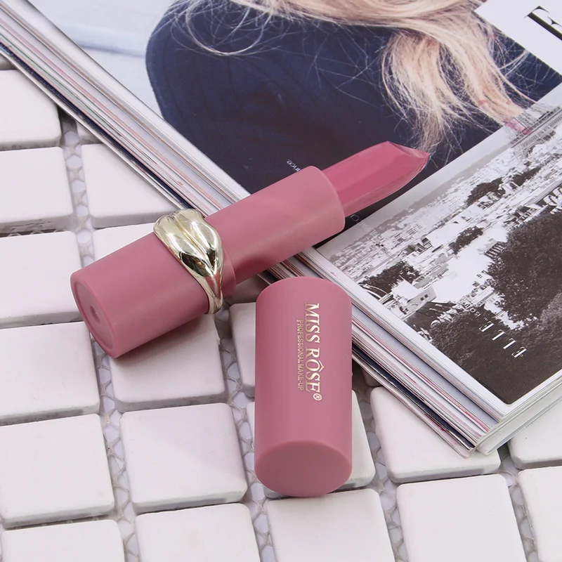 Мисс Роуз Губы Форма помада красная Красота матовая Lasting Водонепроницаемый легко
