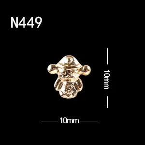 10pcs N449 10 шт./лот, 3D дизайн ногтей, год, удача, собака, удача, кошка, золотой слиток, сплав, кристалл, стиль, стразы, драгоценные камни, металл - Цвет: 10pcs N449