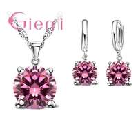 elegant 925 sterling silver jewelry sets 4 claws zircon cz pendant necklace earring fashion women jewelry set