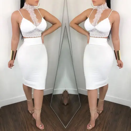 Женский комплект из 2 предметов кружевная облегающая футболка без рукавов Топики