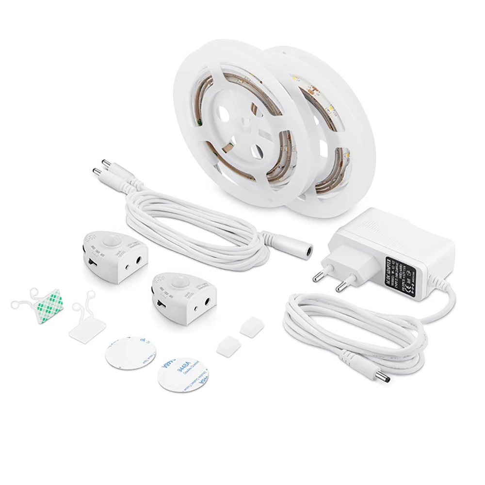 С регулируемой яркостью 1,5 м 60 Светодиодные ленты светильник 12V 2835 SMD человеческого тела Сенсор полосы светильник для до Спальня кровать шкаф Кухня светильник