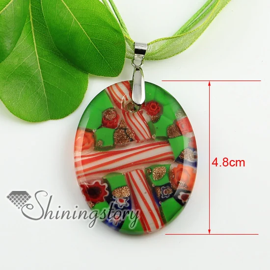 

oval glitter murano glass lampwork murano Italian venetian handmade glass necklaces pendants cheap fashion jewellery