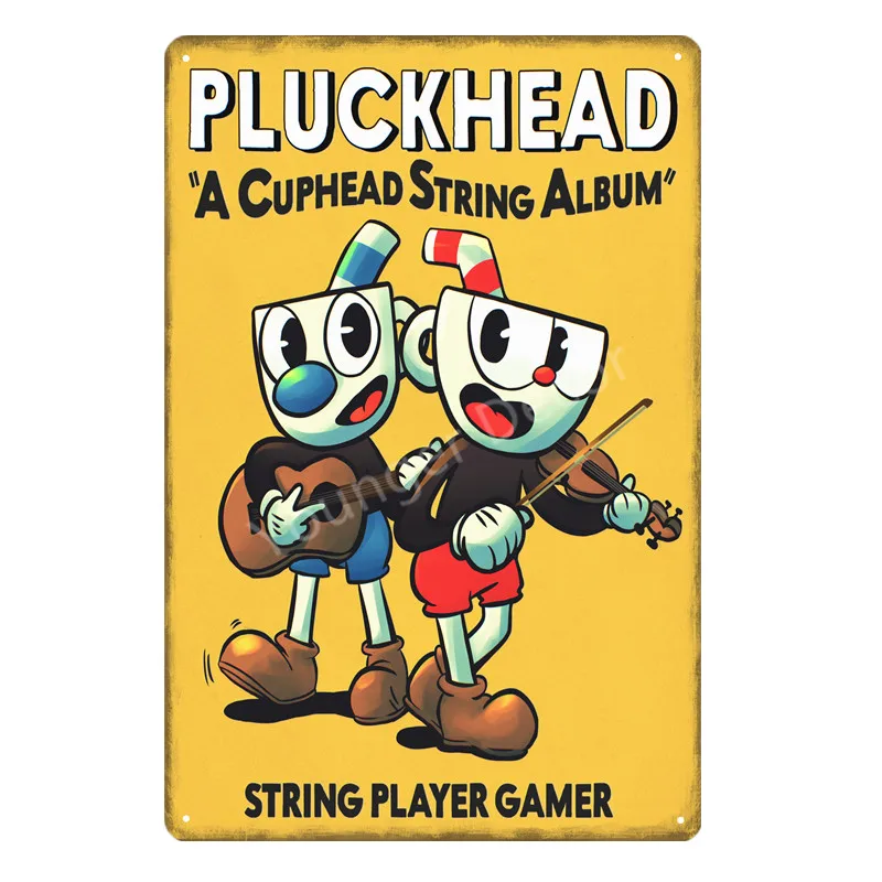 Видео игры Funko поп Cuphead металлический плакат Mugman дьявол легендарная чаша настенная печать оловянные знаки домашний декор детский подарок YD045 - Цвет: YD1021