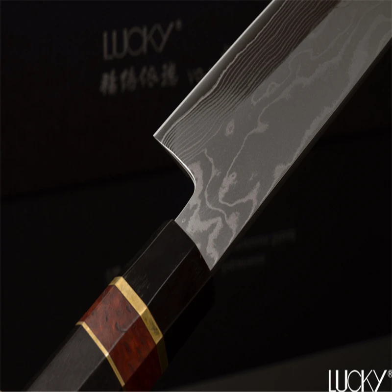24 см нож для суши Sashimi vg10 японская Дамасская сталь Супер острое Эбеновое дерево