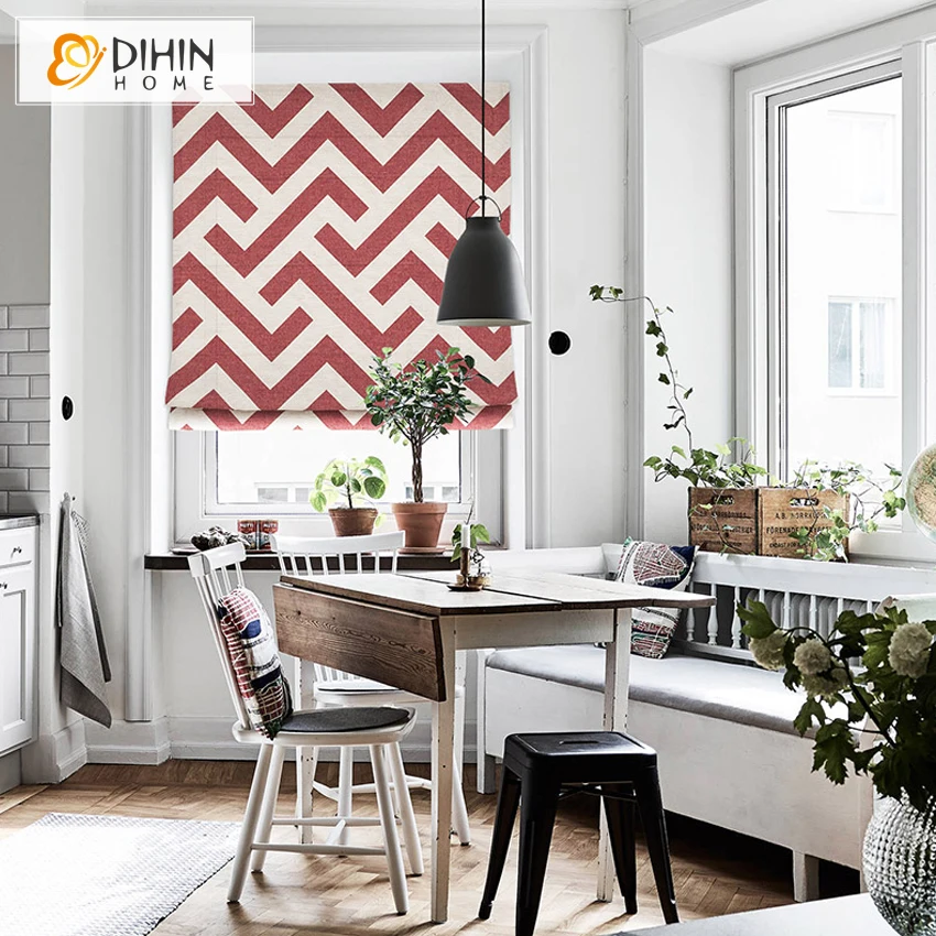 

DIHIN HOME Geometric Curtains New Thickening Roman Shutter Double Layer Shade Blinds Custom Made Curtain