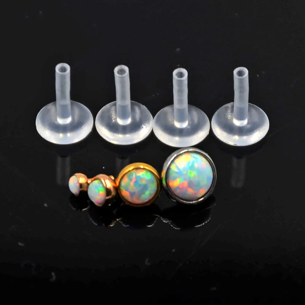 BOG-7PCS AB& Clear& Opal Zircon biopast PTFE губная серьга бар кольцо Монро Серьги для губ Cartiliage пирсинг для козелка ушной раковины кольцо для пирсинга