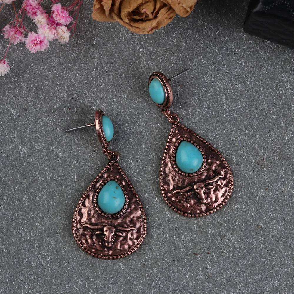 Розовые этнические Подвесные серьги Banny в виде быка для женщин Винтажные