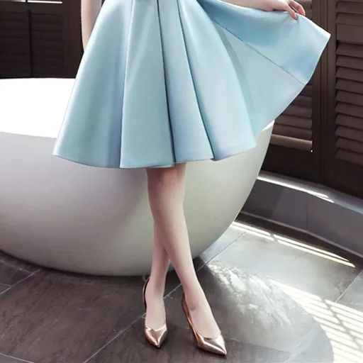 light blue CEEWHY ТРАПЕЦИЕВИДНОЕ ПЛАТЬЕ до колена элегантное кружевное платье для свадебной вечеринки Vestidos Coctel Mujer Короткие коктейльные платья лето - Цвет: light blue