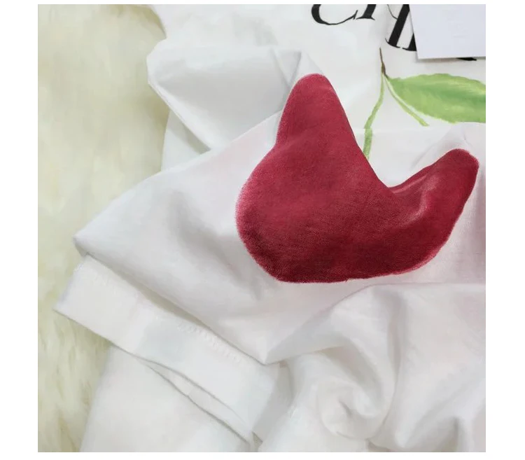 Весной 2017 новый Ручная роспись фрукты свежие время с коротким рукавом не то же