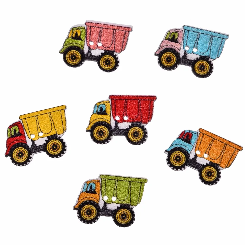 50 шт. 2 отверстия деревянные Кнопки велосипед автомобиль узор декоративные