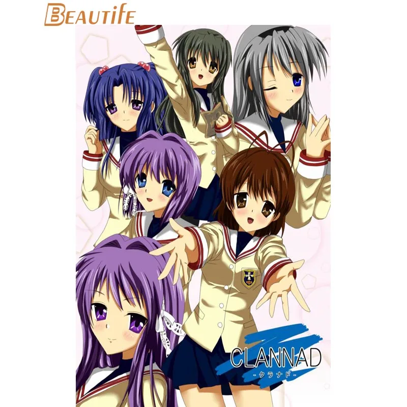 Пользовательские Clannad аниме плакат ткань Шелковый украшения дома настенный