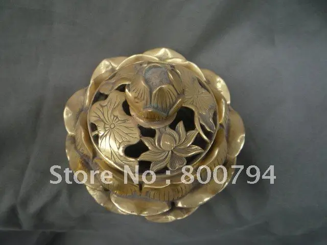 Сборная медная печь с лотосом династии Мин курильница украшение|lotus incense|incense