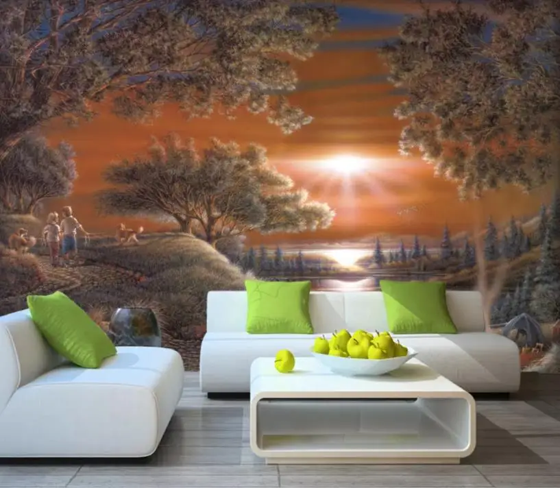 

custom home murals 3d wallpaper Sunset oil painting wallpapers for living room bedroom walls TV backdrop 3d mural wallpaper