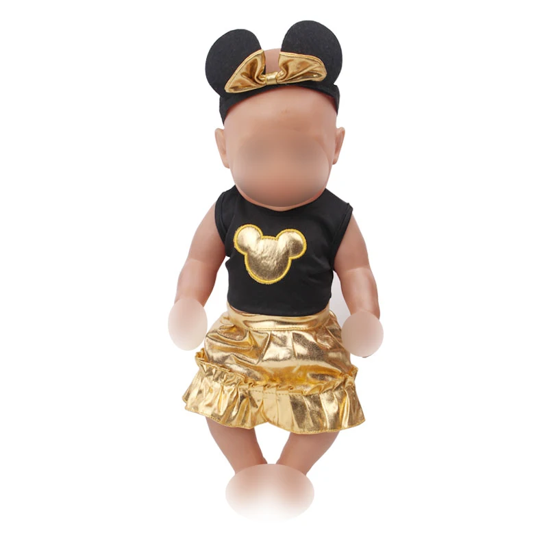 

Doll clothes gold mickey suit fit 43 cm baby dolls and 18 inch Girl dolls clothing accessories f548