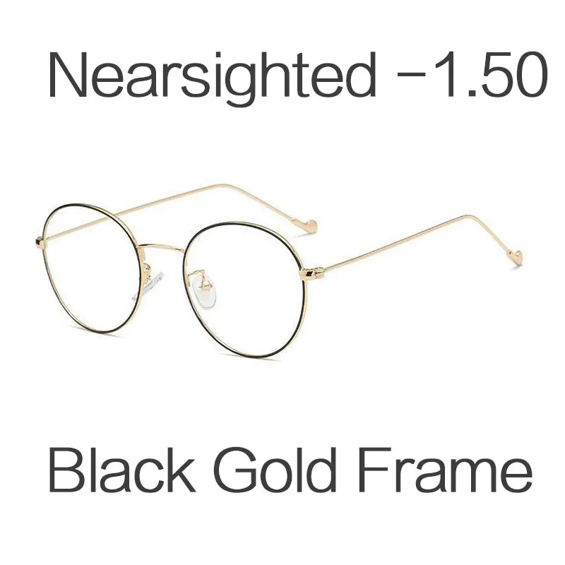 -1.50 HUHAITANG Round Nearsight Glasses Women Luxury Brand Anti Blue Light Computer Eye Glasses Frames For Men Clear Myopia Eyeglasses - Цвет оправы: -1.50
