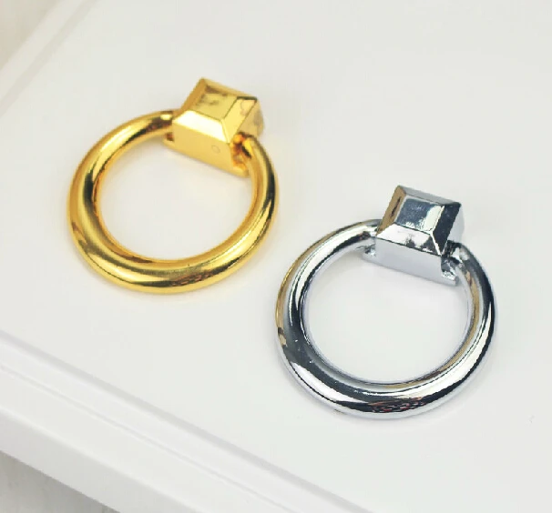 

10pcs/lot Modern European golden rings handle light circle handle small drawer handle cabinet wardrobe handle