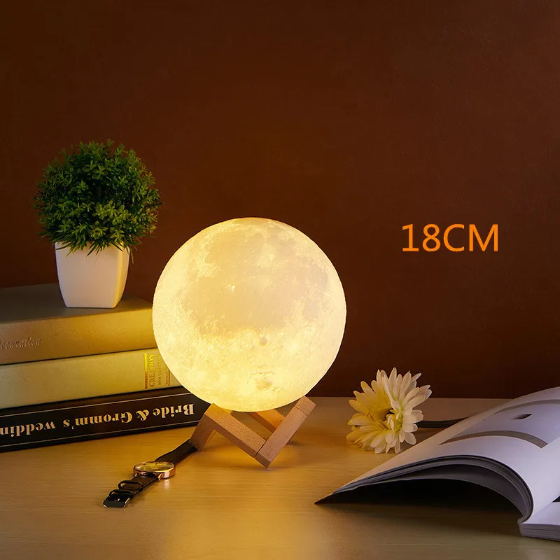 18cm diameter 3D луна светильник светодиодный ночной Светильник для Для детей ребенок лампа сенсорный Сенсор светильник дистанционного Управление ночника Спальня прикроватная настольная лампа - Испускаемый цвет: 18cm diameter