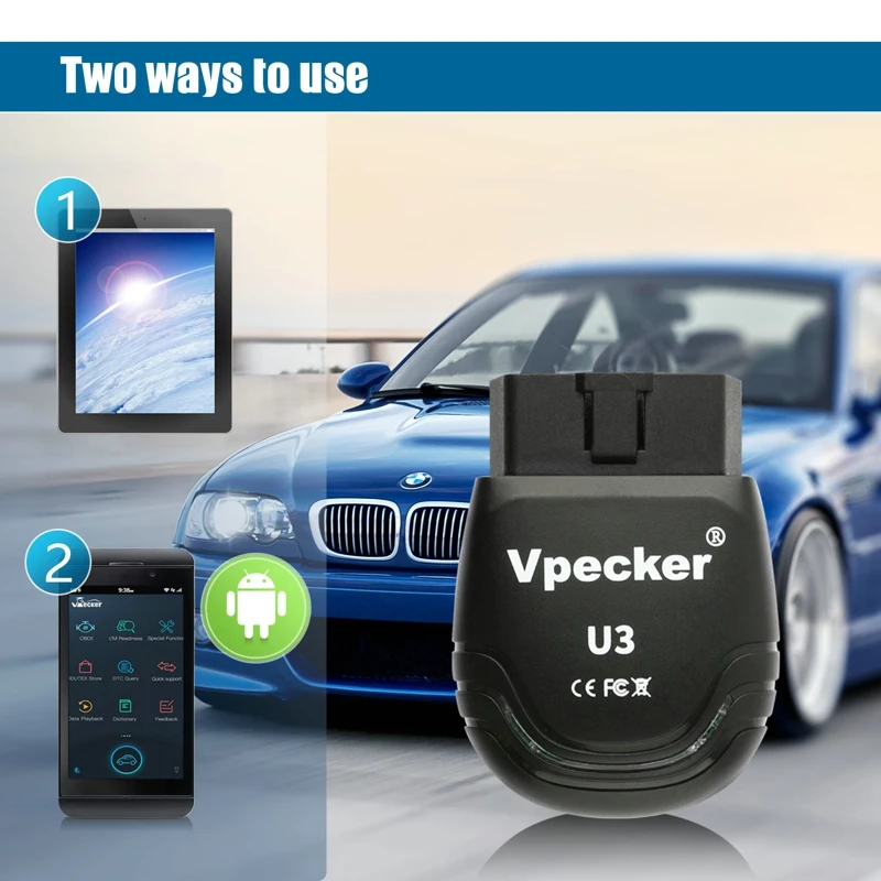 Vpecker U3 полный Системы OBD2 автомобильной сканера Easydiag для устройства на базе Android EPB