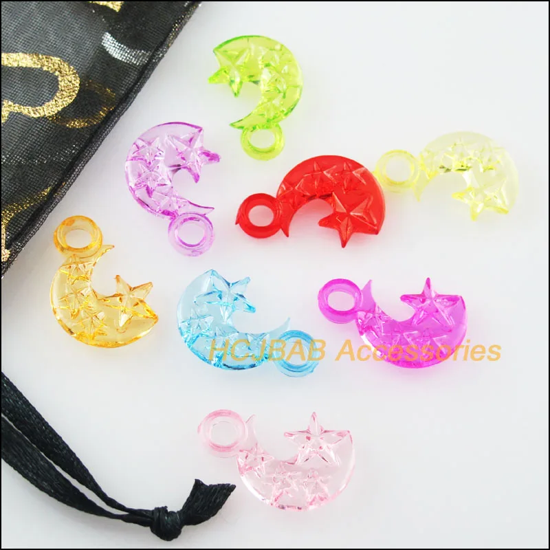 100 Новый Подвески в виде Луны звезды акриловые Пластик прозрачный смешанный