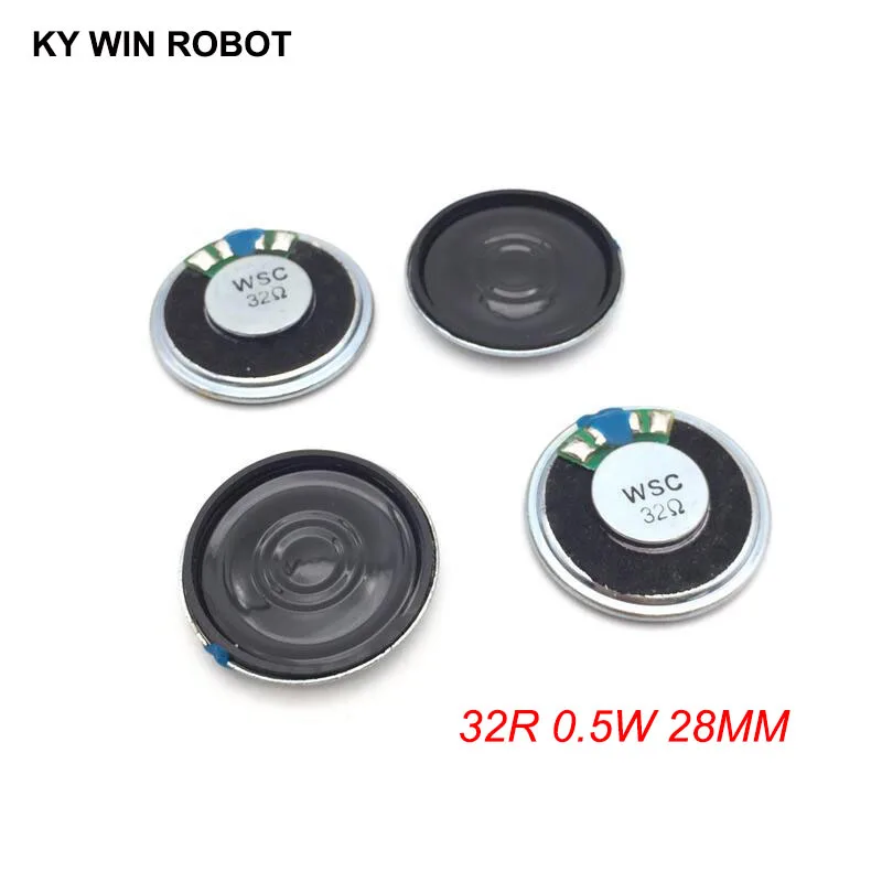 5pcs/lot New Ultra-thin Mini speaker 32 ohms 0.5 watt 0.5W 32R speaker Diameter 28MM 2.8CM thickness 5MM