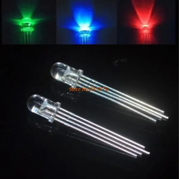 50 шт./лот 5 мм 4 Pin RGB LED трехцветный диффузный СИД освещения полноцветный