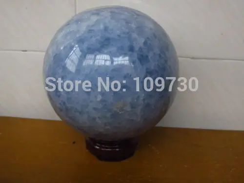 

free shipping AA+ NATURAL pretty BLUE CALCITE CRYSTAL SPHERE BALL HEALING +STAND size 7~ 11 cm