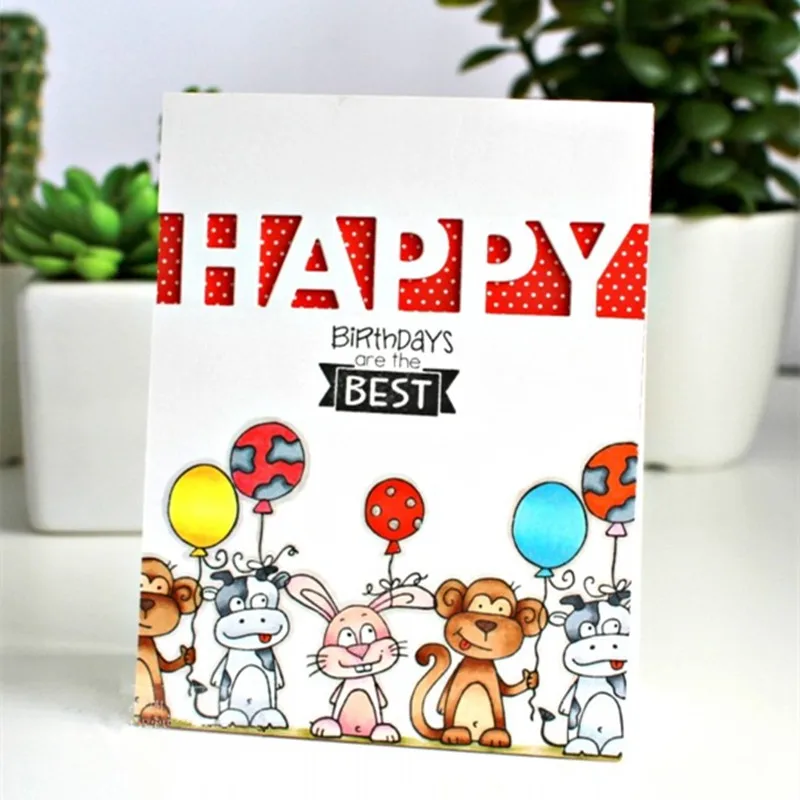 Новый металлический трафарет с надписью Happy для скрапбукинга