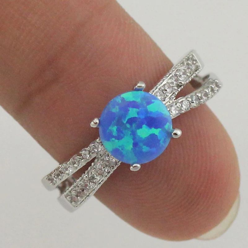 Женские кольца HAIMIS круглые с инкрустацией в виде четырех когтей 8 мм Синий