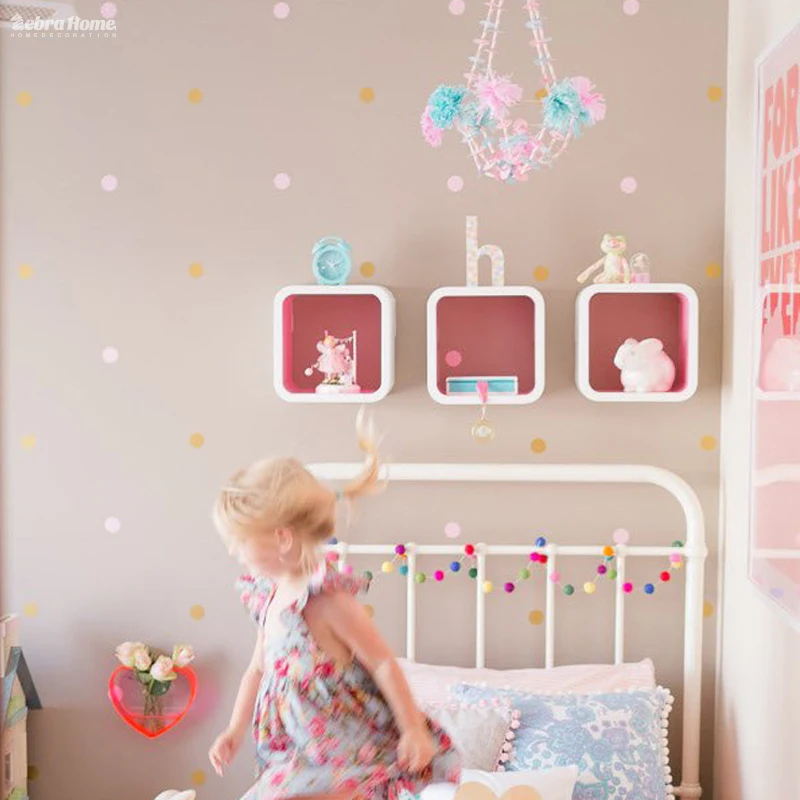 Золотые стикеры в горошек детские наклейки для детской комнаты Детские съемные