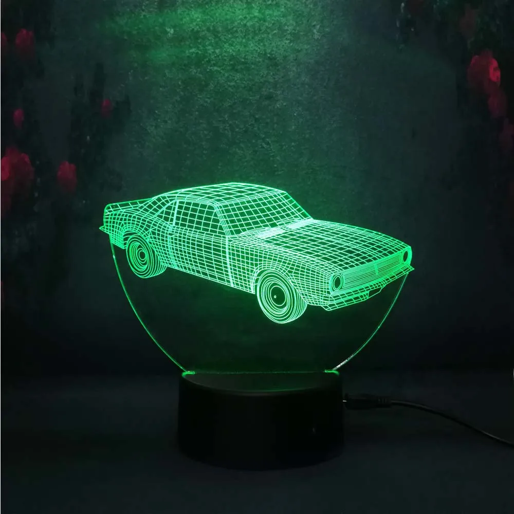 Новый крутой мальчик игрушки автомобиль 3D ночник Led 7 цветов Изменение Usb