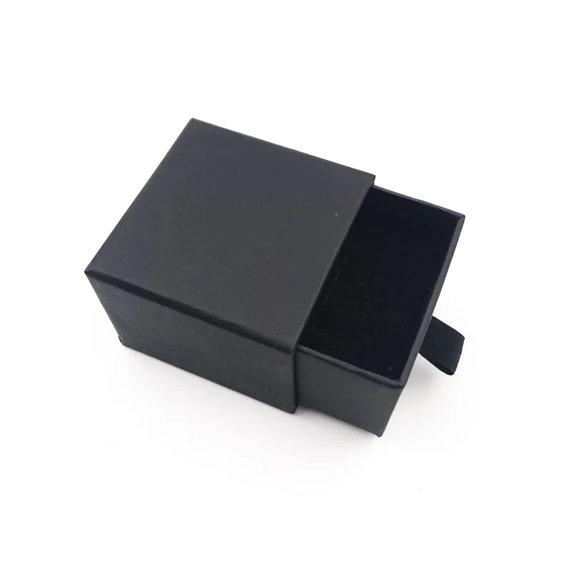 Black 5x5x3.8cm Черная коробка для ювелирных изделий из крафт-бумаги с губчатым ящиком для сережек, колец, ожерелья, браслетов, белая бумажная подарочная упаковка для ювелирных изделий - Цвет: Black 5x5x3.8cm