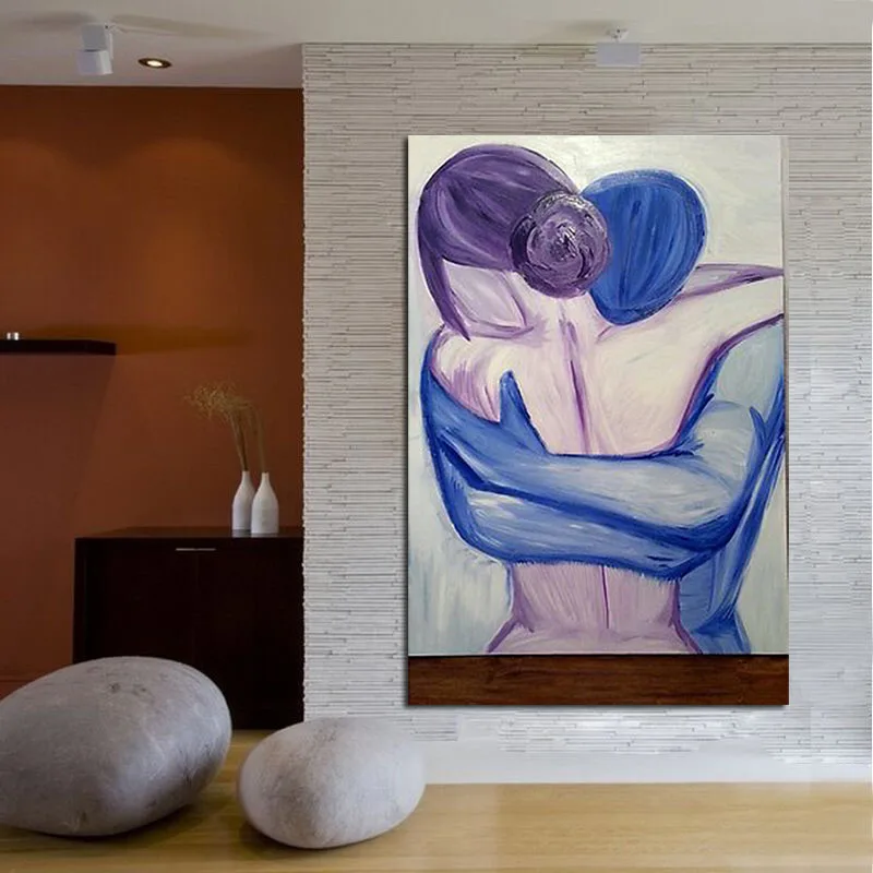 100% ручная роспись изящных стен абстрактный стиль картина маслом для пары