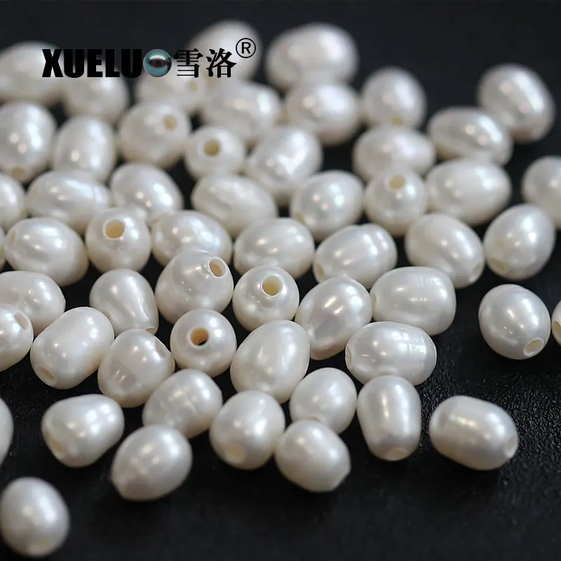 XUELUO 20pcs/pack 7-8mm Oval (Rice) Natural Real Cultured Freshwater Large Hole Pearl Beads Wholesale for DIY leather jewelry | Украшения и