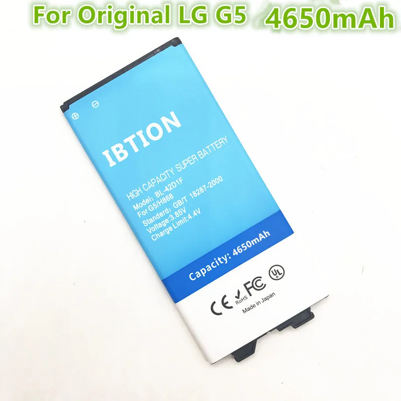 Ibtion 4650 мА/ч BL 42D1F Батарея для оригинальный LG G5 H850 H840 VS987 H820 LS992 H830 US992 F700L F700S F700k
