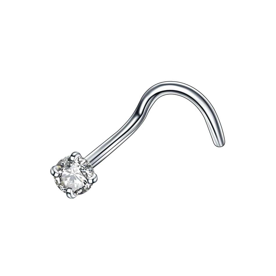 Silve v Clear Gem 1 шт., стальное зубчатое кольцо для пирсинга носа, Золотое кольцо для пирсинга носа, ноздри, серьги для пирсинга, ювелирные изделия, фиксатор 20 г - Окраска металла: Silve v Clear Gem