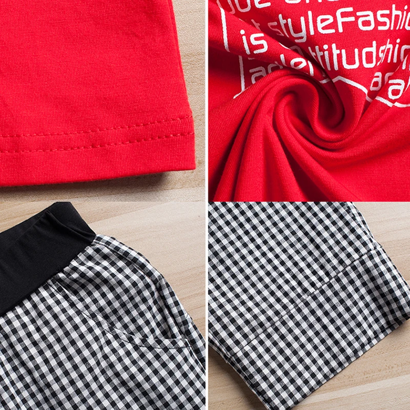 Женский комплект из двух предметов Красный Клетчатый костюм спортивные костюмы