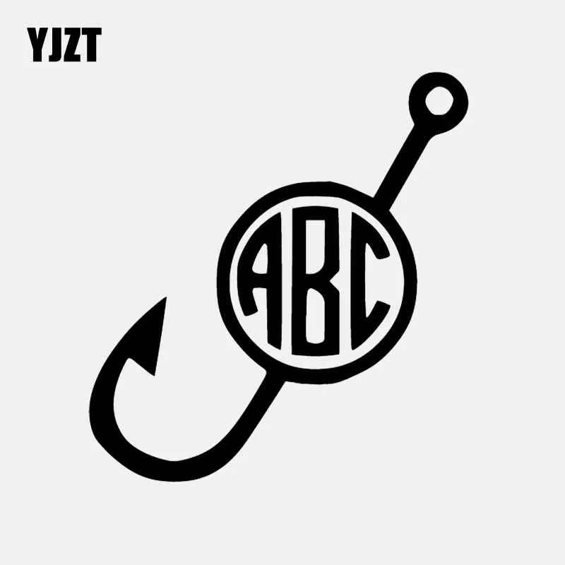 YJZT 14 см * 15 2 рыболовный крючок круглые инициалы фотонаклейка черный/серебристый