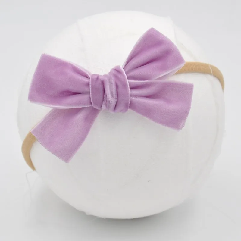 120 шт./лот бархатная Детская повязка для волос с бантом мягкая нейлоновая на
